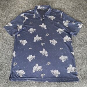 Travis Mathew Floral Golf Polo Shirt Pima Cotton Men 2XL Blue Casual Performance